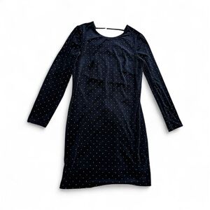 Elegant  Black Velvet Dress with Gold Accents